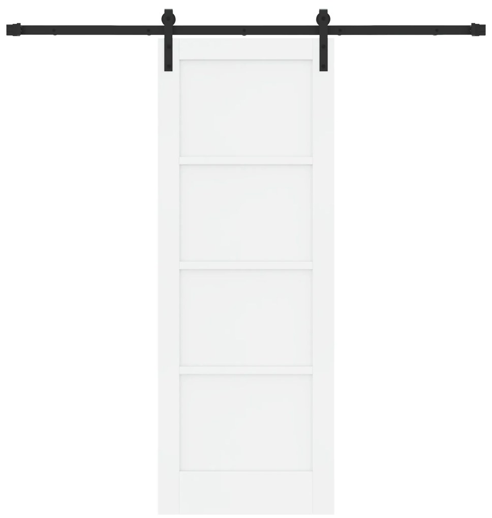 vidaXL Συρόμενη Πόρτα με Σετ Υλικών Λευκή 73.5x198.5 εκ. Συμπαγές Ξύλο Πεύκο