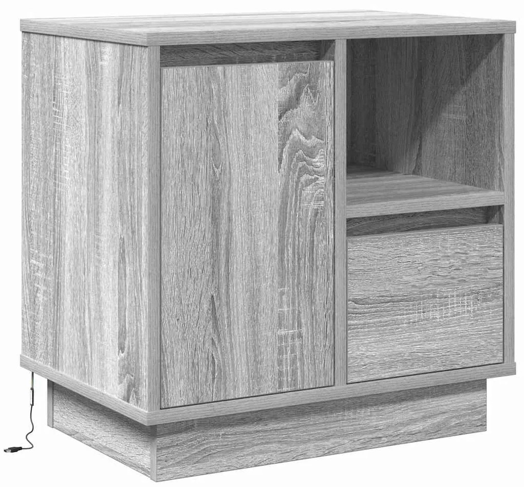 vidaXL Κομοδίνο με συρτάρι Γκρι 50 x 34,5 x 50 εκ. Επεξεργασμένο ξύλο