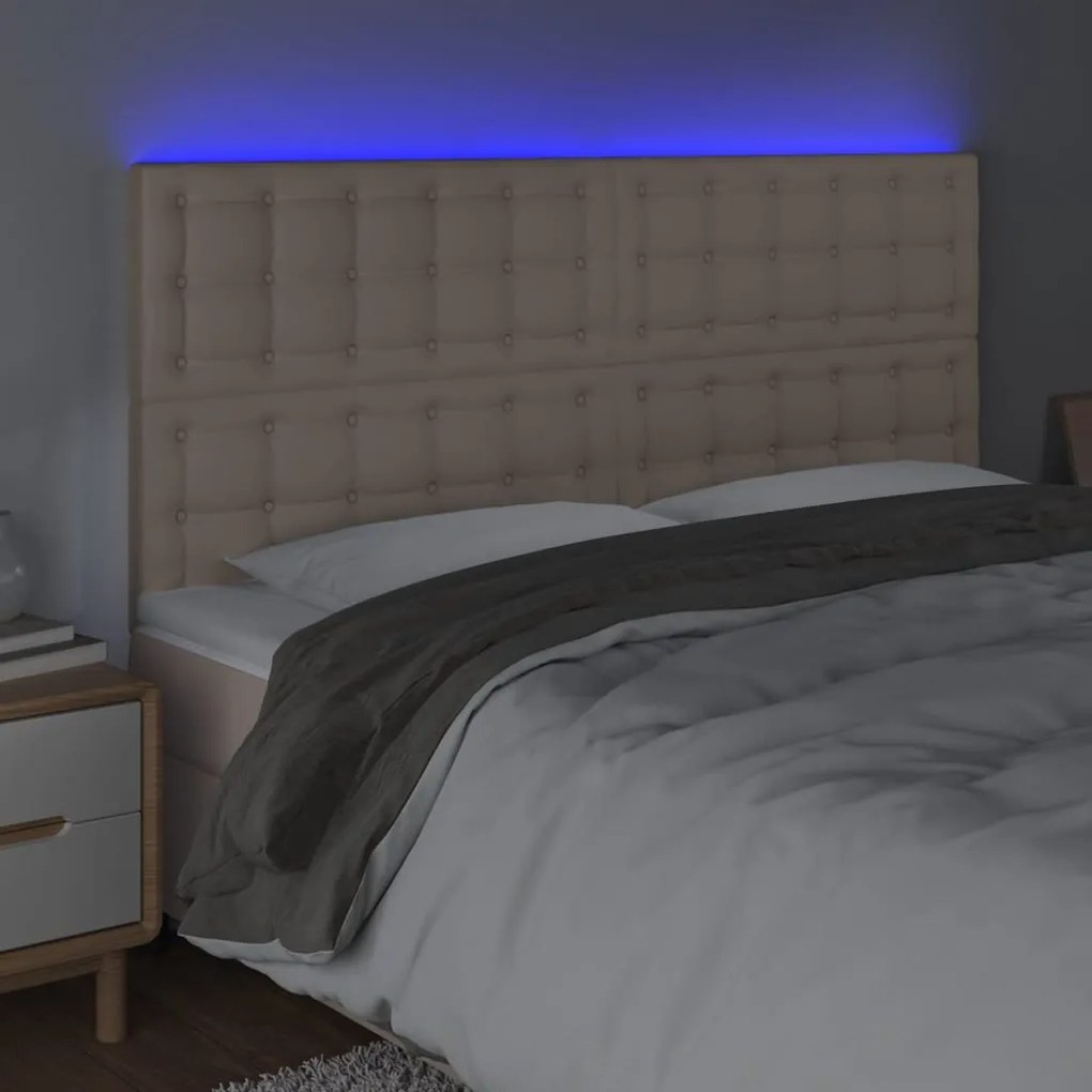 vidaXL Κεφαλάρι Κρεβατιού LED Καπουτσίνο 200x5x118/128 εκ