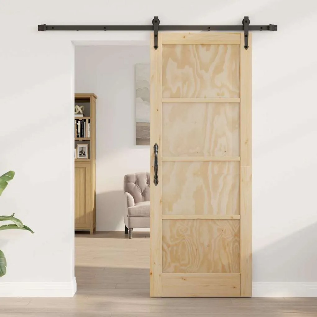 vidaXL Συρόμενη Πόρτα Άλλο ORKDAL Φυσικό και μαύρο 78 x 202 εκ.