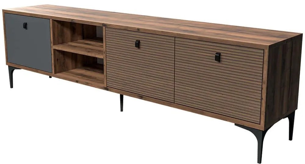 Έπιπλο Τηλεόρασης Vision 389MZA1180 180x35x45,5cm Walnut-Anthracite