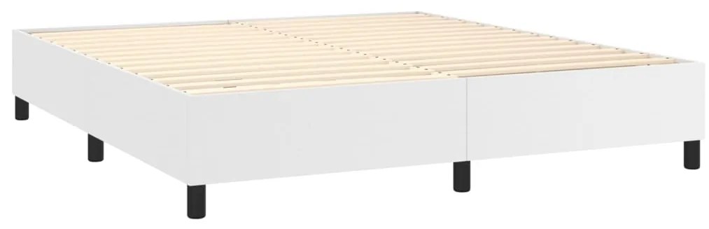 vidaXL Κρεβάτι Boxspring με Στρώμα &amp; LED Λευκό 180x200 εκ. Συνθ. Δέρμα
