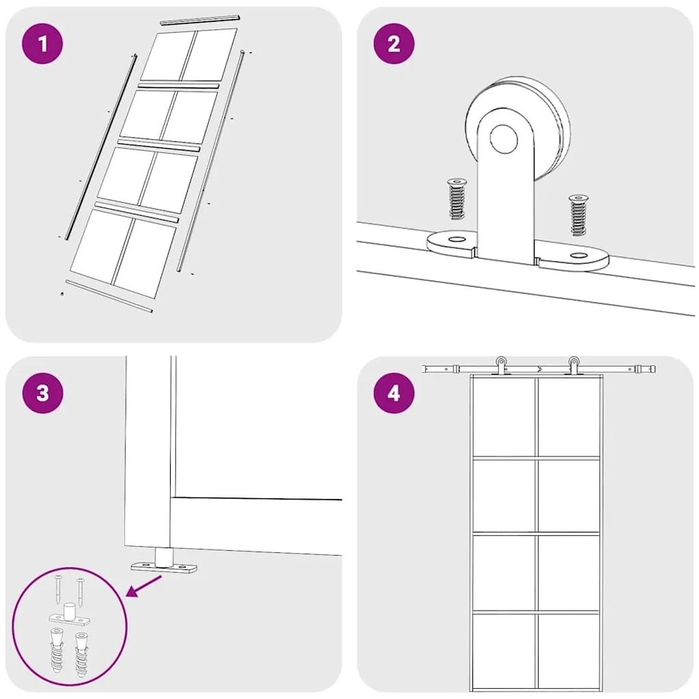 vidaXL Συρόμενη Πόρτα Λευκή 90 x 205 εκ. από Γυαλί ESG / Αλουμίνιο