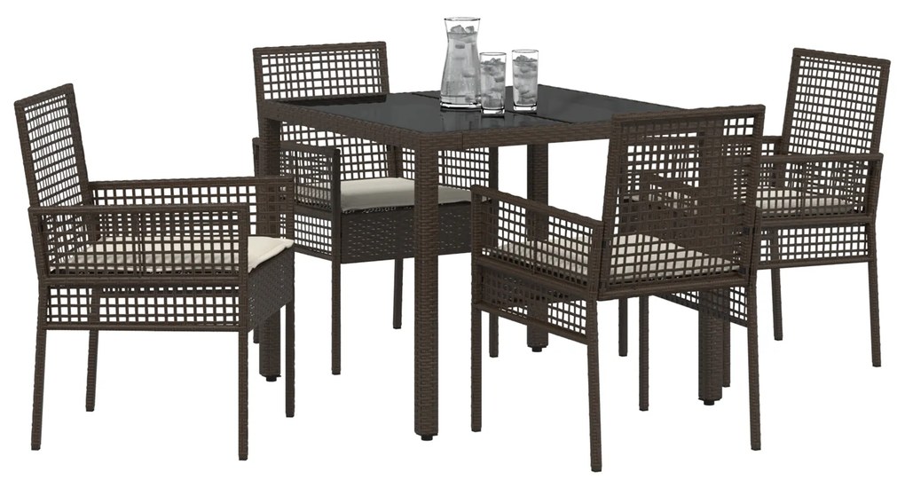 vidaXL Σέτ φαγητού για κήπο 5 pcs Καφέ 90 x 90 x 75 cm