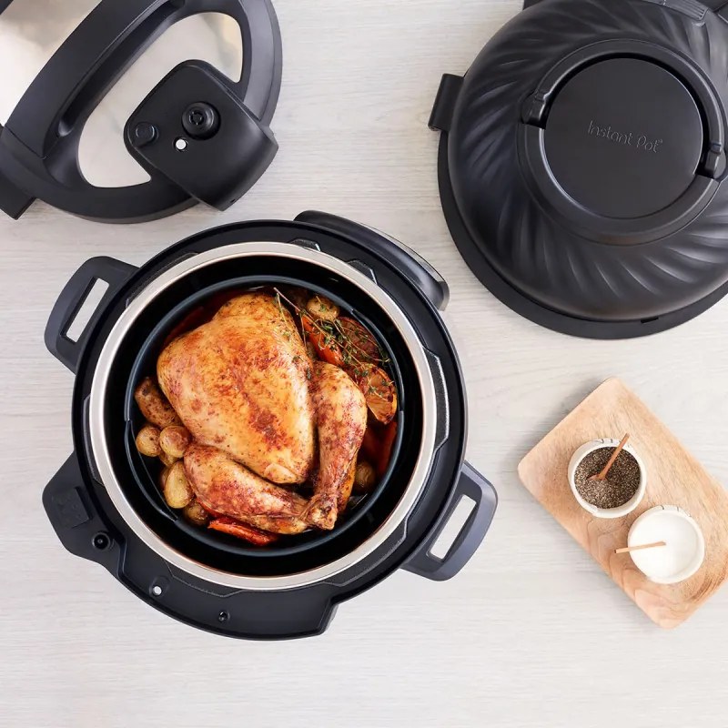 Instant Pot Duo Crisp + Φριτέζα αέρος 140004401, 1500 W, 5,7 L, 11 προγράμματα, καλάθι φριτέζας αέρος, EvenCrisp, Inox
