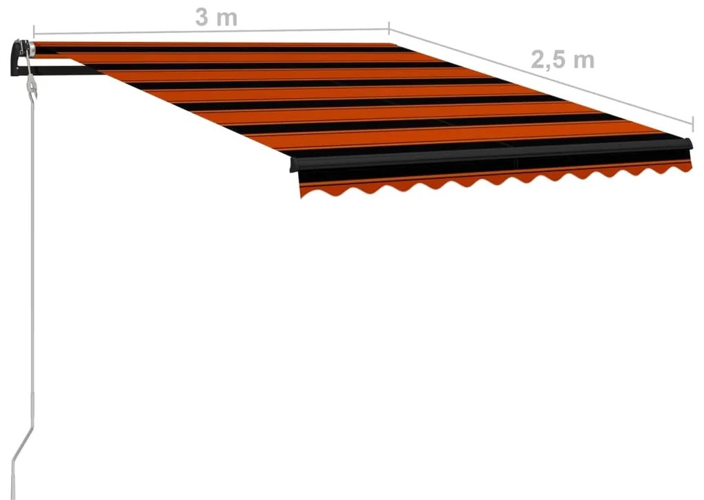 Τέντα Συρόμενη Αυτόματη Πορτοκαλί / Καφέ 300 x 250 εκ. - Πολύχρωμο