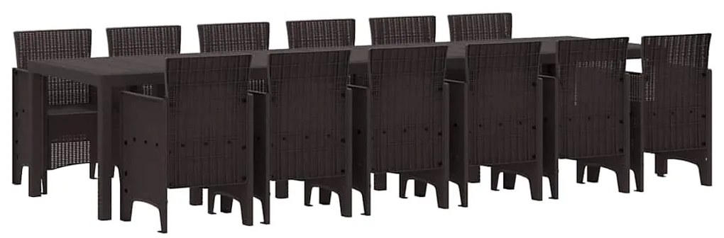 vidaXL Σέτ φαγητού για κήπο 13 pcs Καφέ Rattan Polt