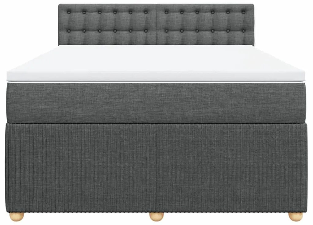 Κρεβάτι Boxspring με Στρώμα Σκούρο Γκρι 140x200 εκ Υφασμάτινο - Γκρι