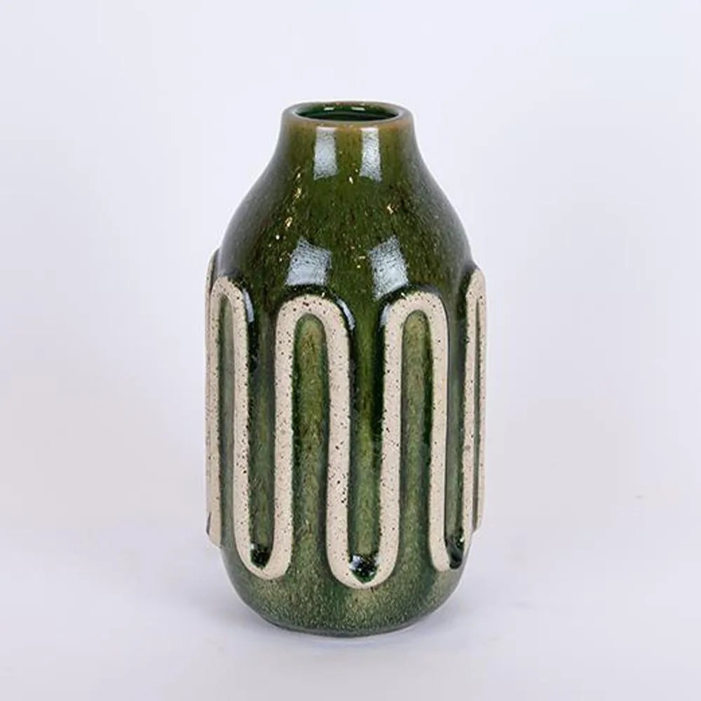Βάζο Κεραμικό 752-20333 Φ13x24cm Green-Beige Estheti Home Κεραμικό