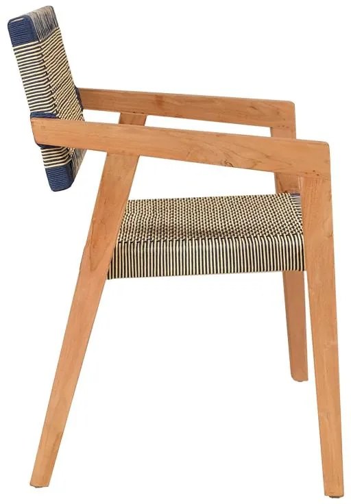 Καρέκλα - Πολυθρόνα Salama σκελετός teak ξύλο σε Φυσικό και κρεμ-μαύρο σχοινί 57x60x85 εκ. 52x62x86 εκ.