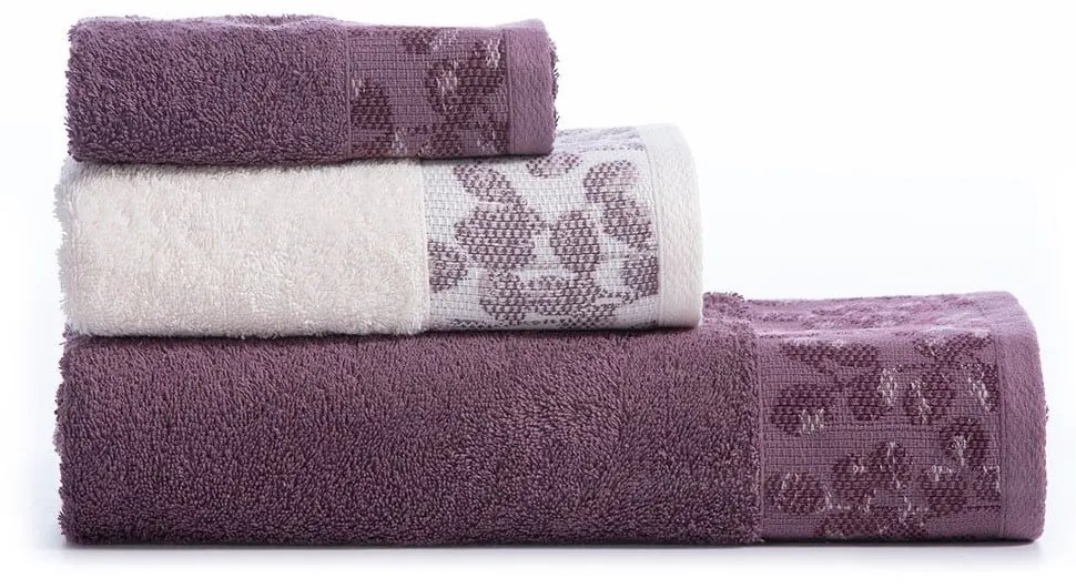 Πετσέτες Odete (Σετ 3τμχ) Mauve Nef-Nef Homeware Σετ Πετσέτες 70x140cm 100% Βαμβάκι