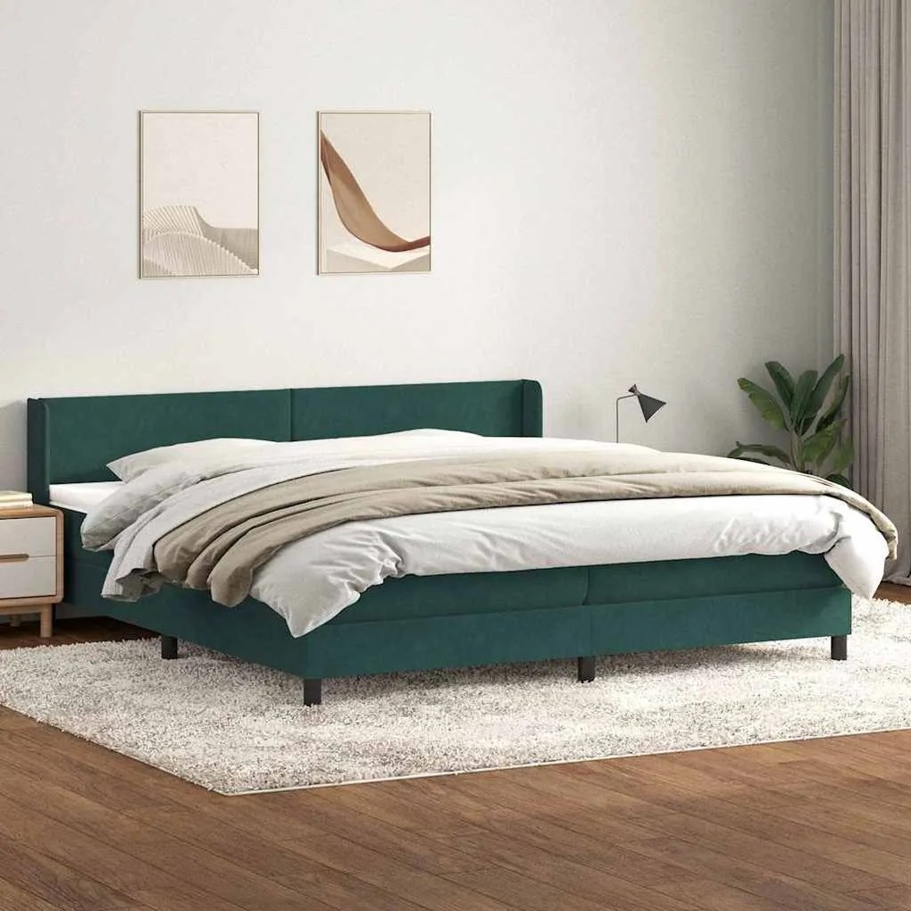 ΚΡΕΒΑΤΙ BOXSPRING ΜΕ ΣΤΡΩΜΑ ΣΚΟΥΡΟ ΠΡΑΣΙΝΟ 200X210ΕΚ. ΒΕΛΟΥΔΙΝΟ 3317964