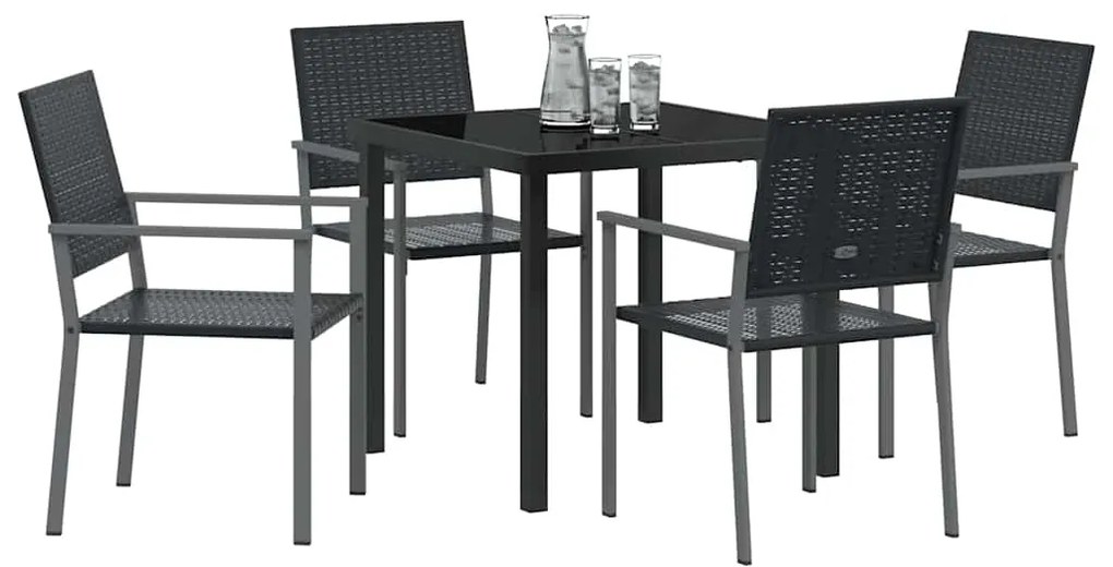 vidaXL Σέτ φαγητού για κήπο 5 pcs Μαύρο Ράτα PE