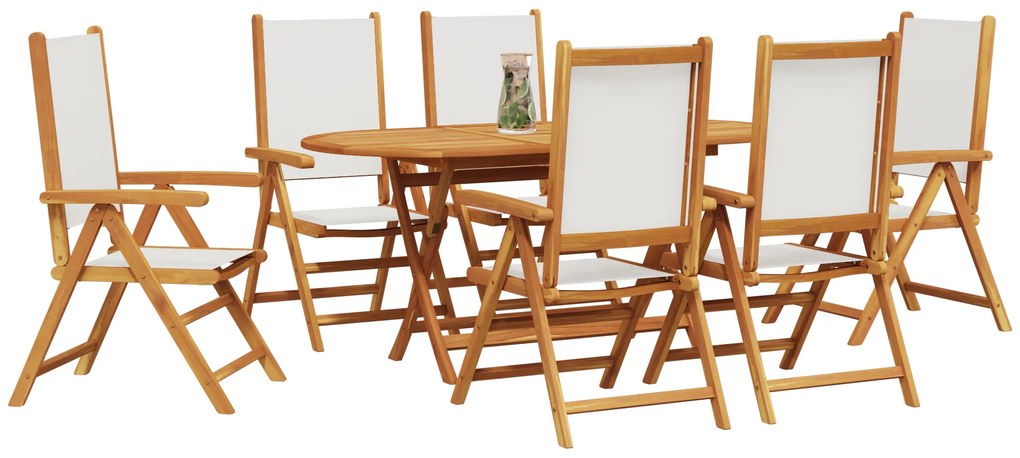 vidaXL Σετ Τραπεζιού Κήπου 7 pcs Κρεμ λευκό Σετ 6 Θέσεων