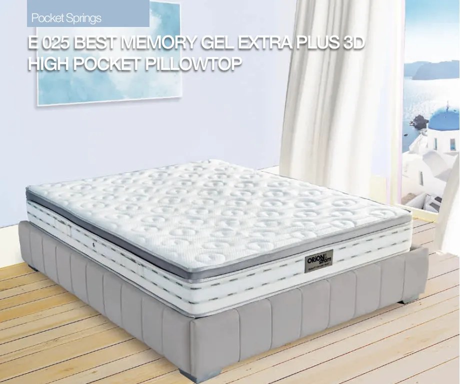 Στρώμα  E025 Best Memory Gel Extra Plus 3D High Pocket Pillowtop  110×200 εκ.  Σκληρότητας: Μαλακό + Μέτριο Orion Strom