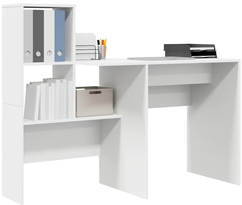 vidaXL Γραφείο με ράφι Λευκό 131.5 x 50 x 106.5 εκ. Επεξεργασμένο ξύλο