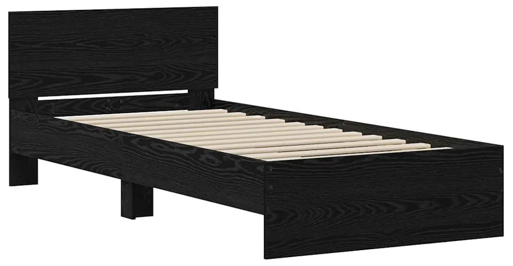vidaXL Σκελετός Κρεβατιού Μαύρη δρυς 90 x 200 cm Επεξεργασμένο ξύλο