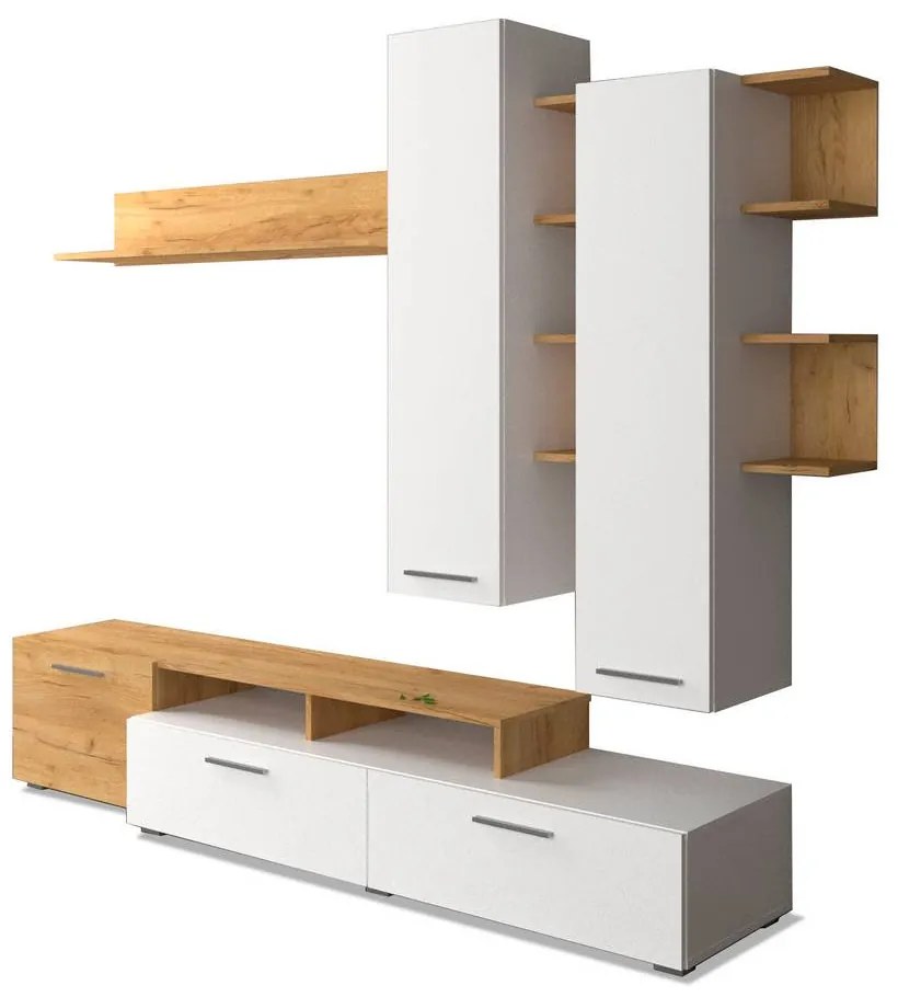 Σύνθεση Τηλεόρασης Astin 203x45.3x180εκ Χρυσός Δρύς Με Λευκό - TO-ASTIN - TO-ASTIN