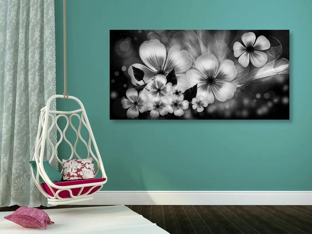 Εικόνα λουλουδιών φαντασίας σε μαύρο & άσπρο