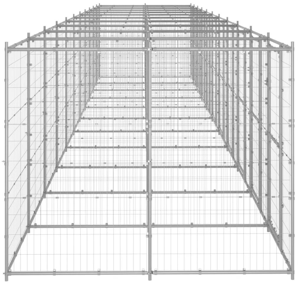 Κλουβί Σκύλου Εξωτερικού Χώρου 26,62 μ² από Γαλβανισμένο Χάλυβα - Ασήμι