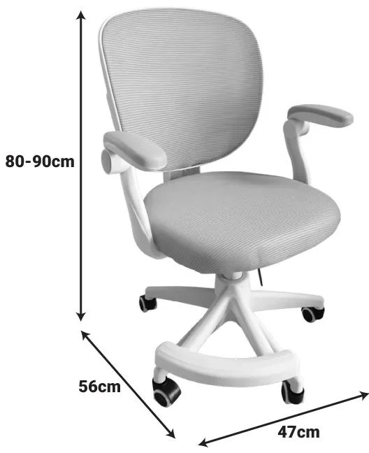 Καρέκλα γραφείου παδική Bernu ύφασμα mesh σε σιελ απόχρωση 47x56x80-90εκ 47x56x90 εκ.