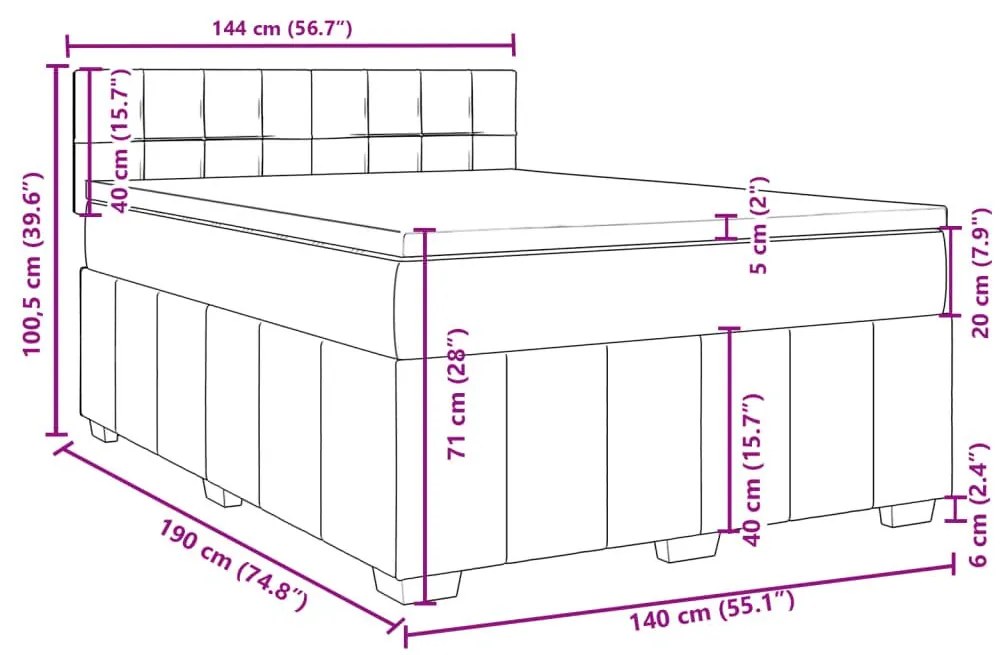 Κρεβάτι Boxspring με Στρώμα Σκούρο Γκρι 140x190 εκ. Υφασμάτινο - Γκρι