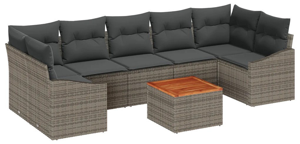 vidaXL Σετ Σαλονιού Κήπου 8 pcs Γκρι 55 x 55 x 37 εκ Ρατάν, Ξύλο