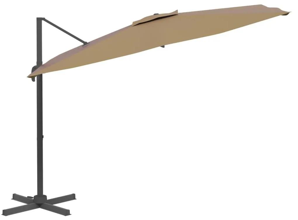 Ομπρέλα Κρεμαστή Taupe 300 x 300 εκ. με Αλουμινένιο Ιστό - Μπεζ-Γκρι