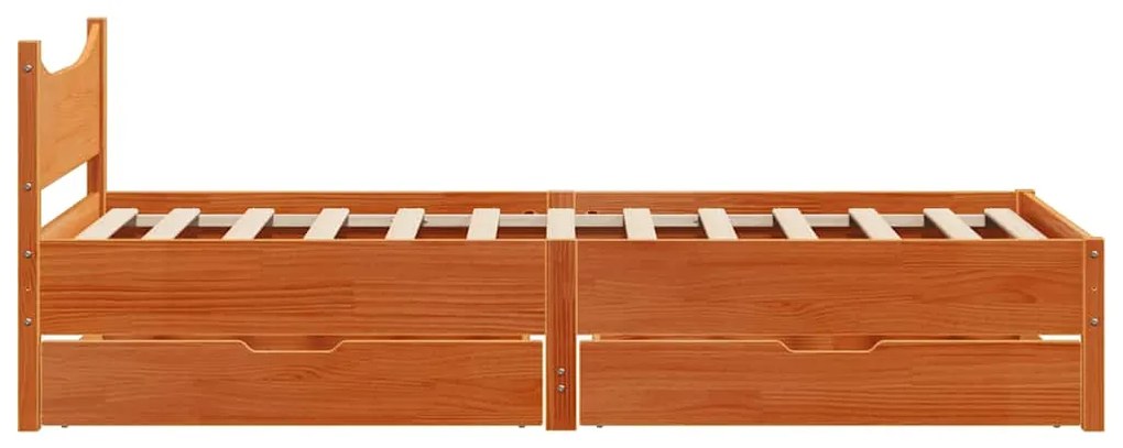 vidaXL Πλαίσιο Κρεβατιού με Συρτάρια Καφέ Κεριού 100x200εκ Μασίφ Πεύκο