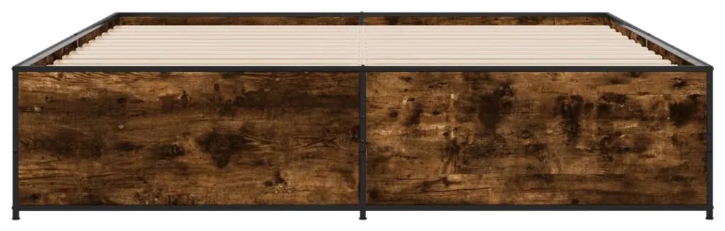 vidaXL Πλαίσιο Κρεβατιού Καπνιστή Δρυς 180x200εκ. Επεξ. Ξύλο &amp; Μέταλλο