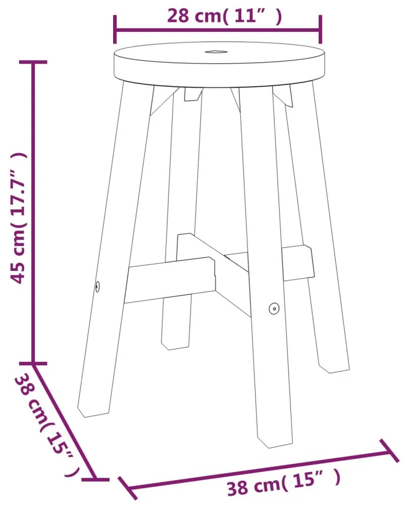 vidaXL Σκαμπό Καφέ 38 x 38 x 45 εκ. από Στρογγυλό Μασίφ Ξύλο Ακακίας