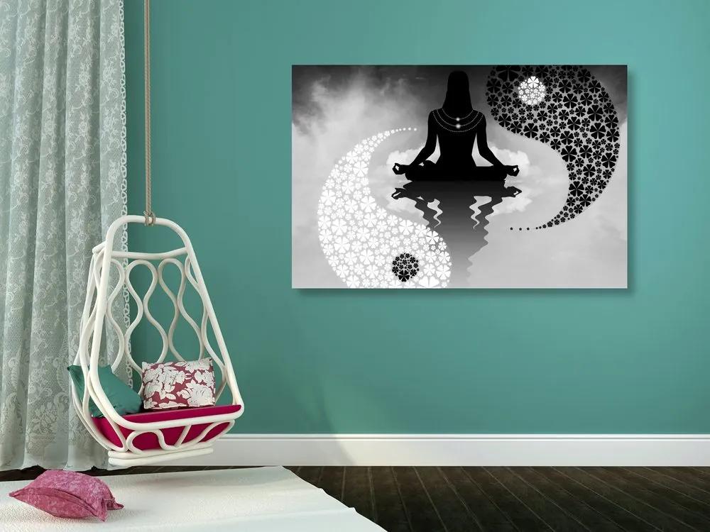 Εικόνα της γιόγκα γιν και γιανγκ σε ασπρόμαυρο - 120x80