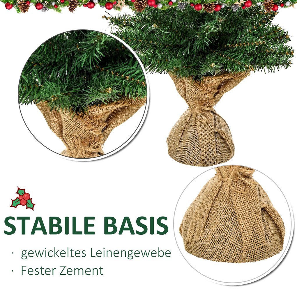 HOMCOM Μίνι Χριστουγεννιάτικο Δέντρο με Τεχνητό Χιόνι, Ύψος 60 cm, με Βάση Τσιμέντου, Πολύχρωμο