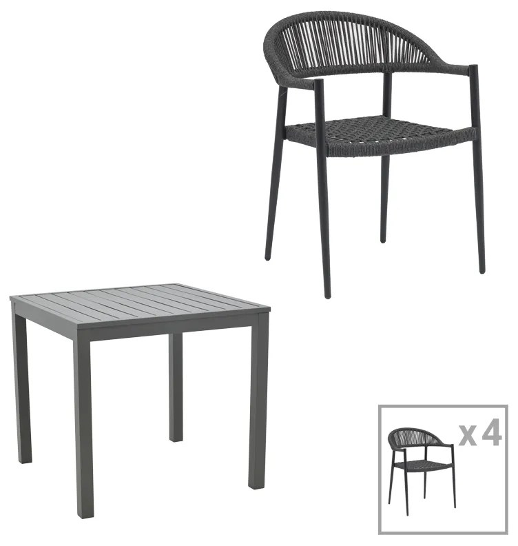 Intrahome Τραπεζαρία Kliton-Freiburg σετ 5τεμ Intrahome αλουμίνιο σε ανθρακί απόχρωση 80x80x74εκ | SKU: INTRAPA-311112284