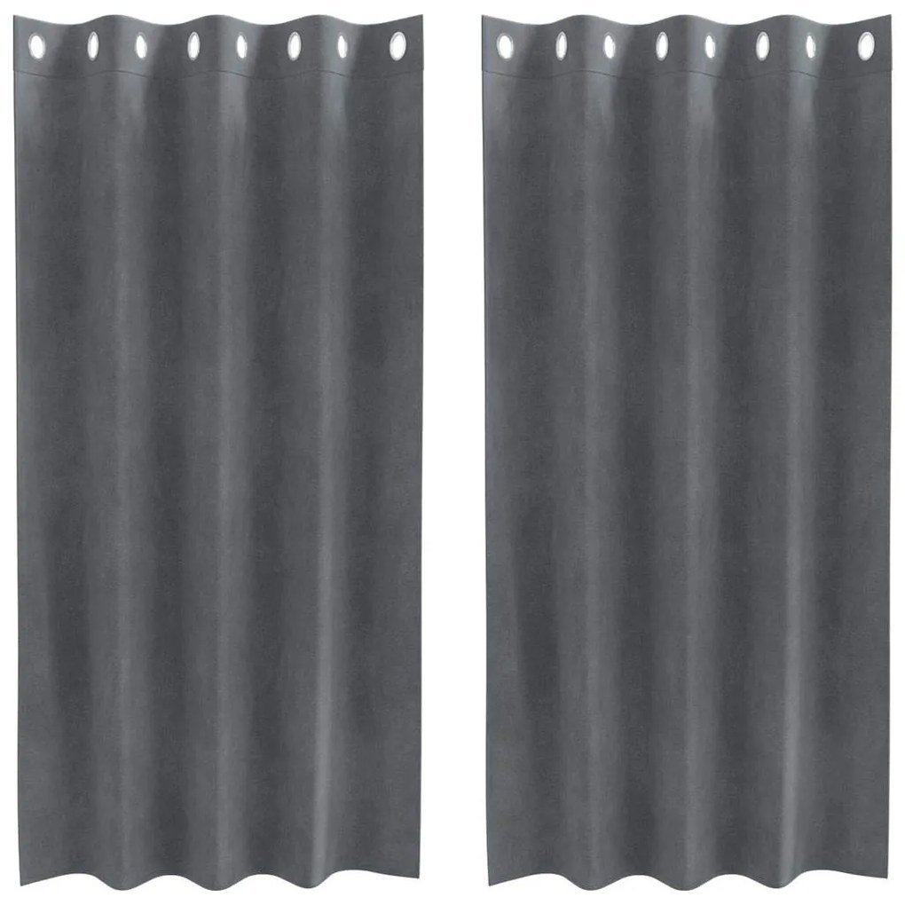 vidaXL Κουρτίνες με κουρτίνες 2 pcs Ανοιχτό γκρι 140 x 175 cm Βελούδο