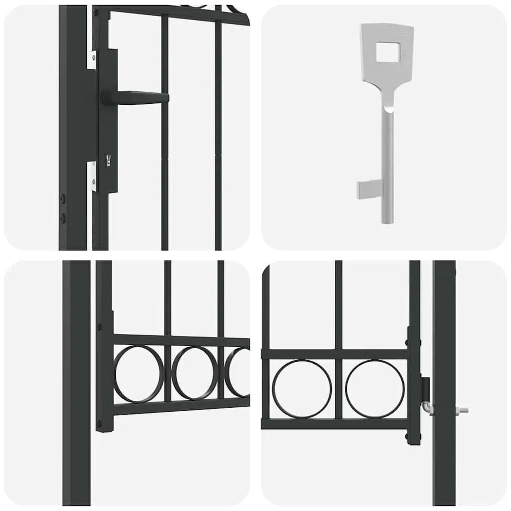 vidaXL Πύλη Φράχτη Γκρι 100 x 125 cm Ατσάλι με Επικάλυψη Πούδρας