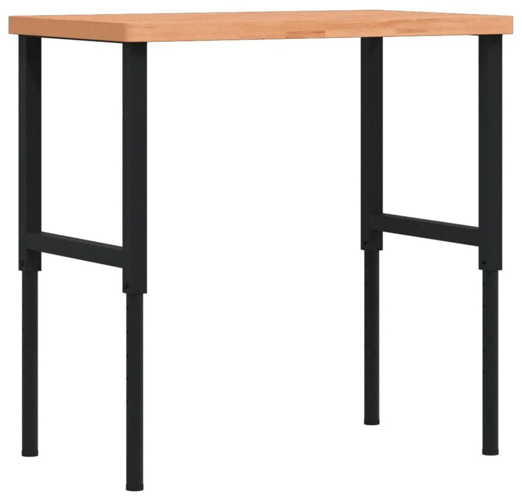 vidaXL Πάγκος Εργασίας Ορθογώνιος 100x60x(73-99,5) εκ Μασίφ Ξύλο Οξιάς