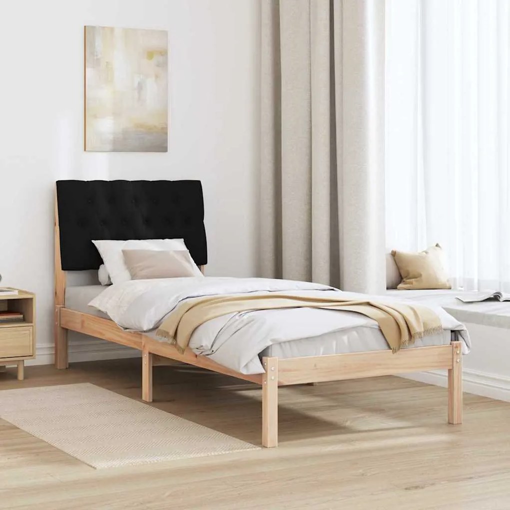 vidaXL Σκελετός Κρεβατιού με Επενδεδυμένο Κεφαλάρι Καφέ 75 x 190 cm