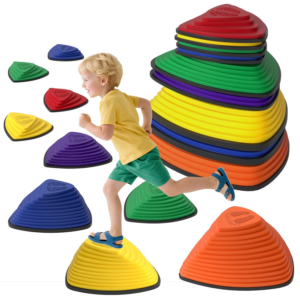 AIYAPLAY Σετ 9 Βημάτων Πέτρες, Αντιολισθητικό Σχέδιο, για Εσωτερικούς &amp; Εξωτερικούς Χώρους, Στοιβαζόμενο, Πολύχρωμο