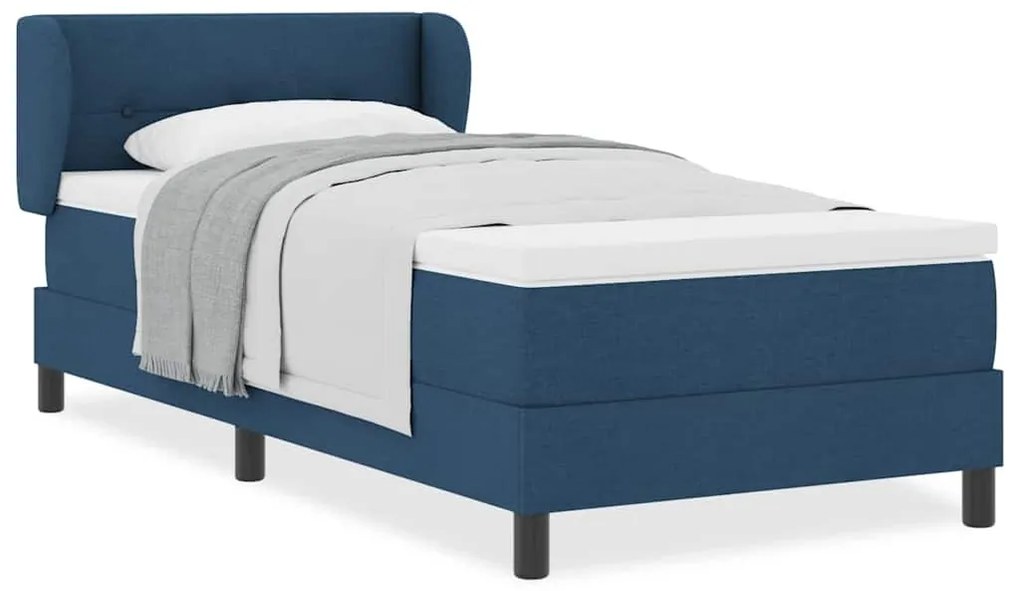 vidaXL Κρεβάτι box spring με στρώμα με στρώμα Μπλε 90 x 200 cm ύφασμα