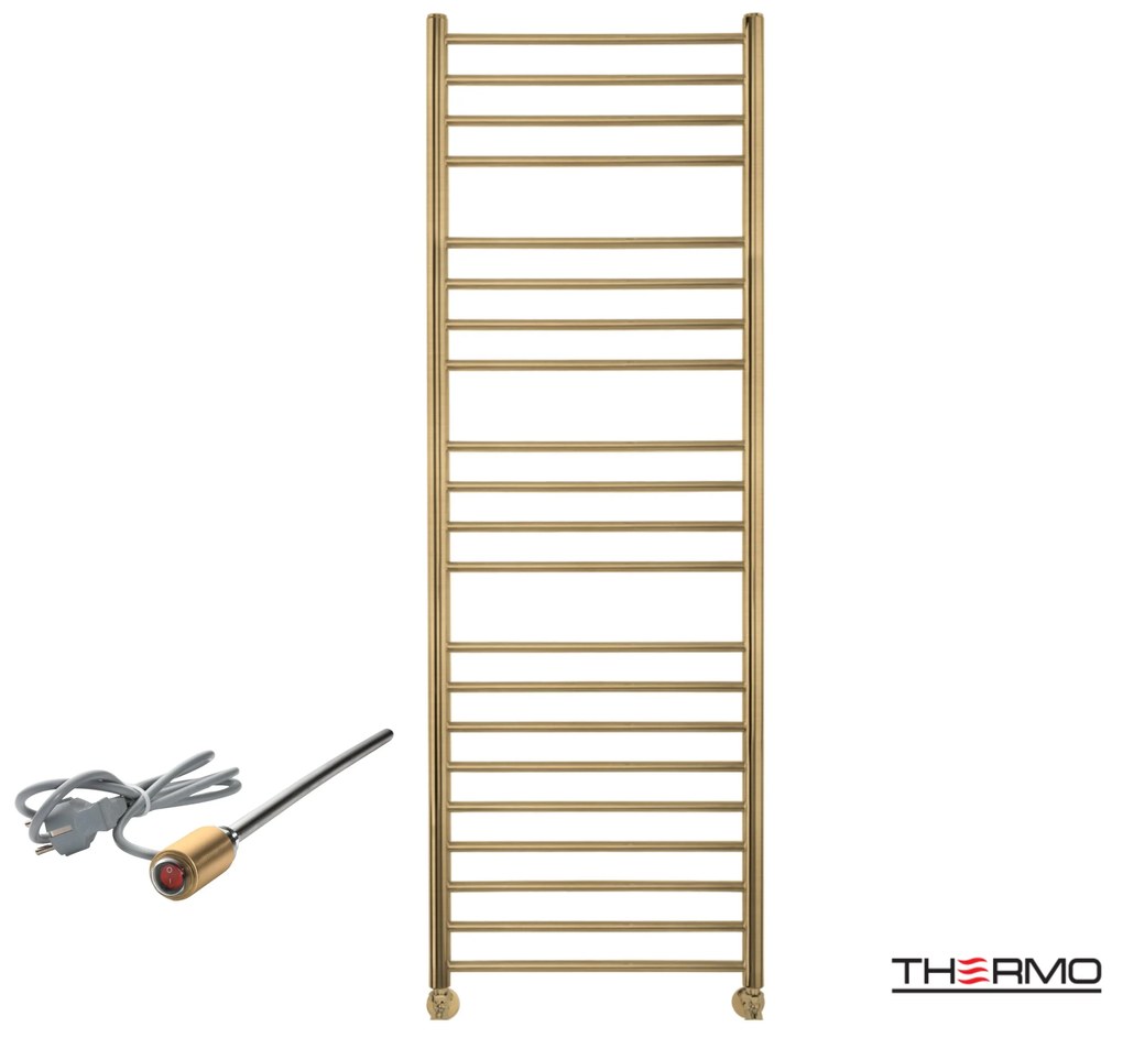 Thermo BELLAVIA Θερμαινόμενη πετσετοκρεμάστρα από ανοξείδωτο χάλυβα με ηλεκτρική λειτουργία 150x50cm Brushed Brass Gold PVD