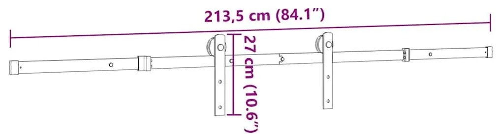 Μηχανισμός Συρόμενης Μεσόπορτας Μαύρος 213,5 εκ. Ατσάλινος