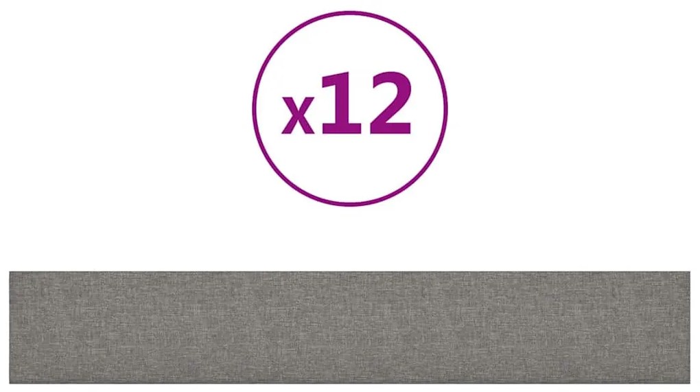 vidaXL Πάνελ Τοίχου 12 τεμ. Ανοιχτό Γκρι 90 x 15 εκ. 1,62 μ Υφασμα