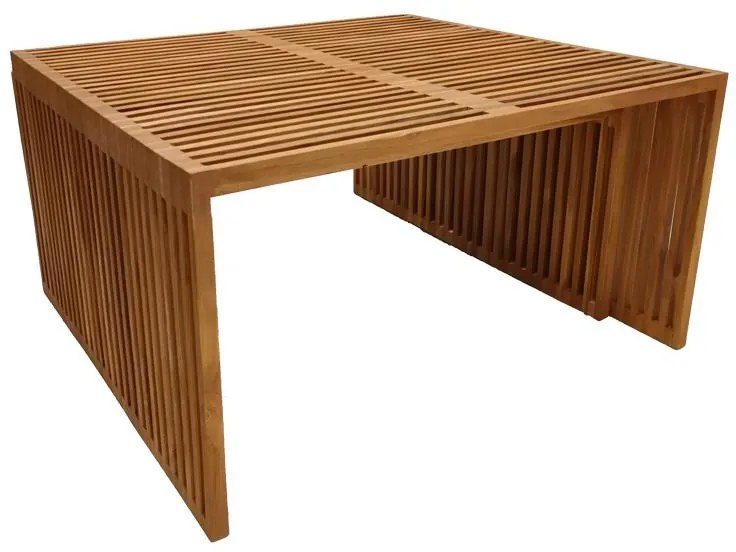 Τραπέζι Tinnie I C028 σετ 2τεμ teak ξύλο σε φυσική απόχρωση 86x80x46 εκ.