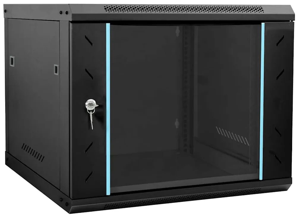 vidaXL Ντουλάπα δικτύου με αποθήκευση Μαύρο 60 x 60 x 50 εκ Ατσάλι