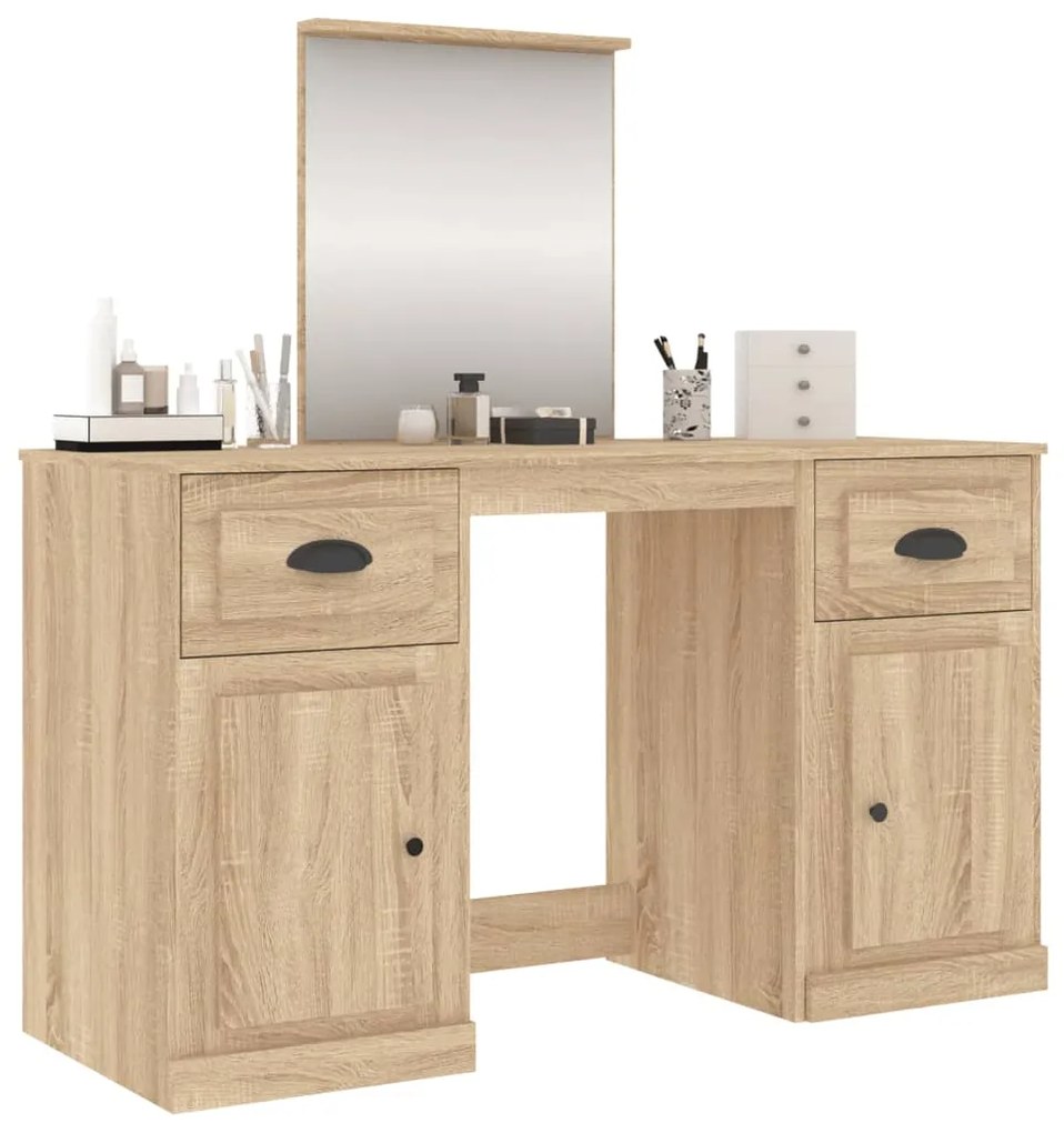 vidaXL Μπουντουάρ με Καθρέφτη Sonoma Δρυς 130x50x132,5 εκ.