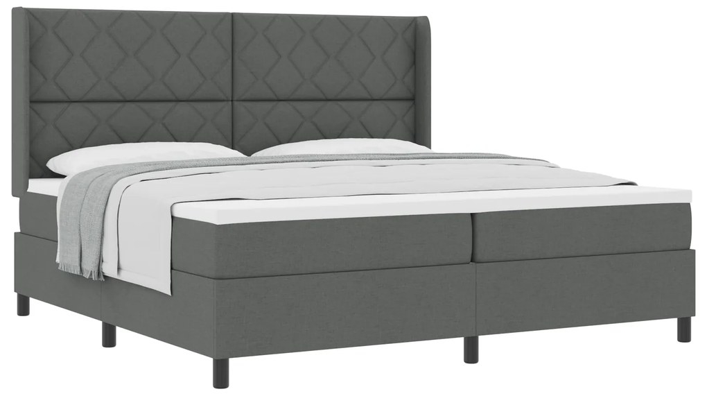 vidaXL Κρεβάτι box spring με στρώμα Σκοτεινό Γκρι 200x200 εκ. Υφασμα