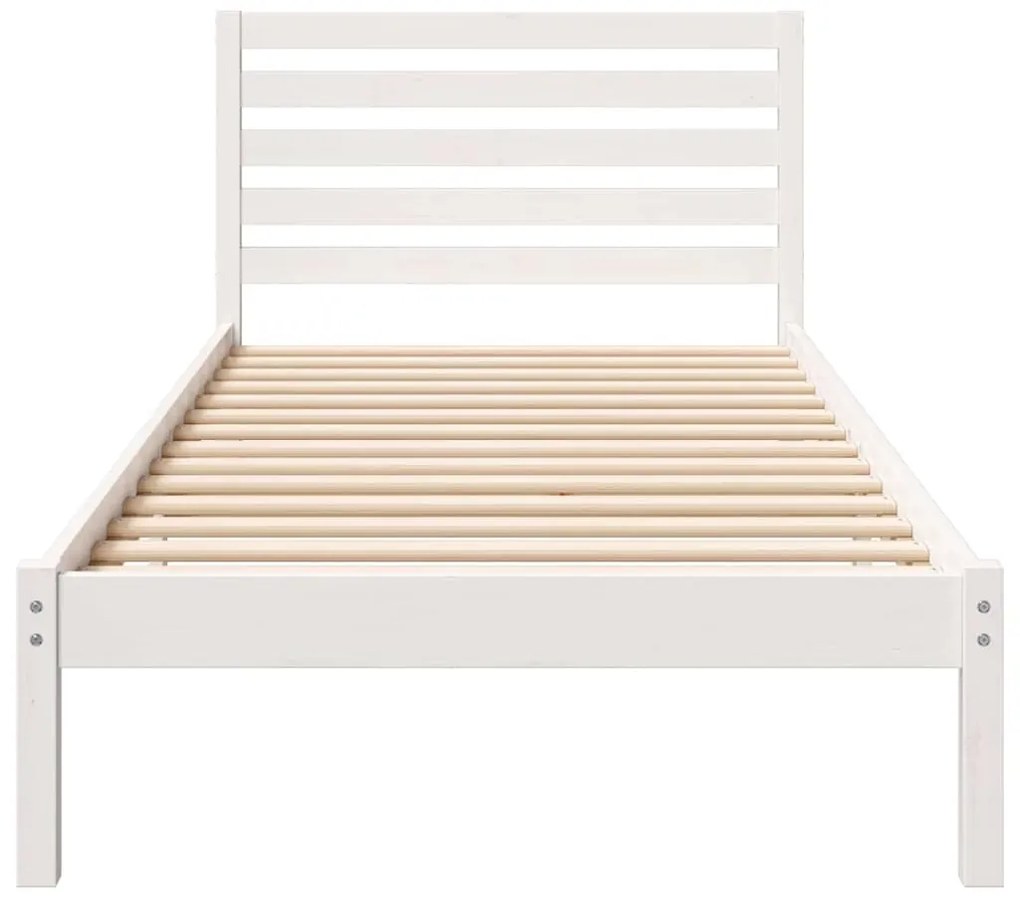vidaXL Σκελετός Κρεβατιού Λευκό 90 x 220 cm Στερεά ξυλεία πεύκου
