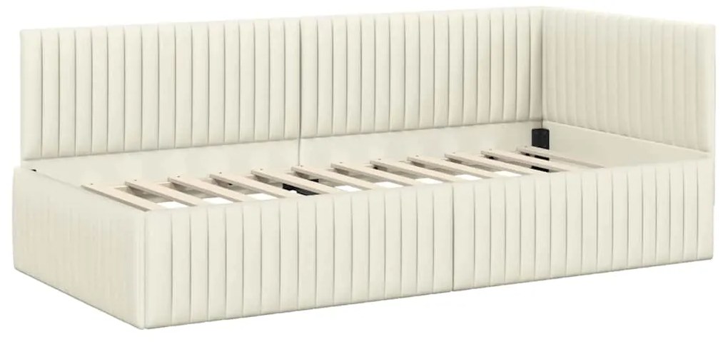 vidaXL Κρεβάτι Γωνίας με κεφαλάρι Κρεμ 90 x 190 cm Βελούδο