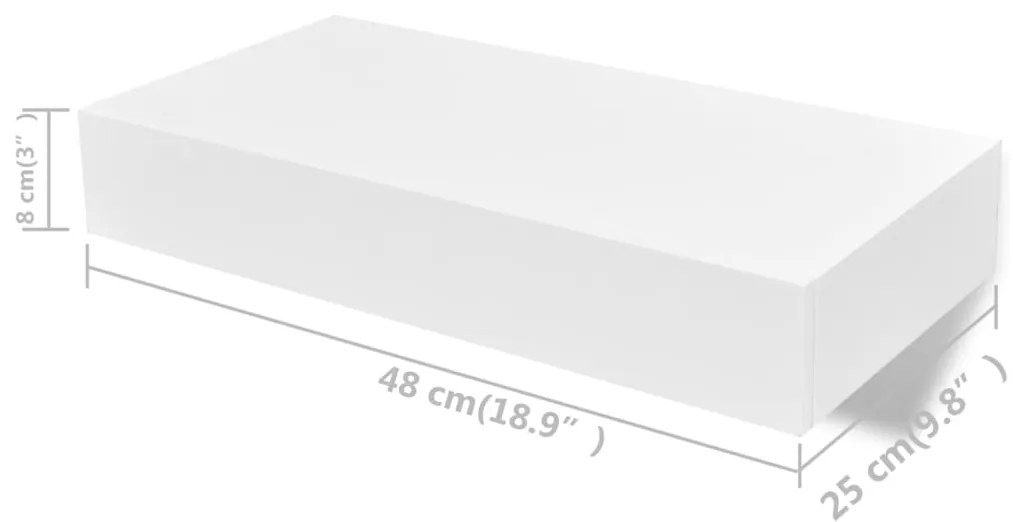 vidaXL Ράφια Τοίχου με Συρτάρια 2 τεμ. Λευκά 48 εκ.